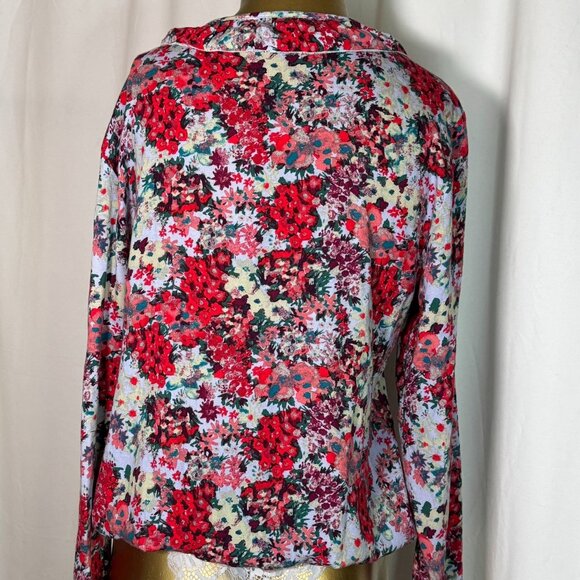 Free People Women's Heat Wave Thong Bodysuit Size Medium Floral Ruffle Blue Red - Picture 6 of 10